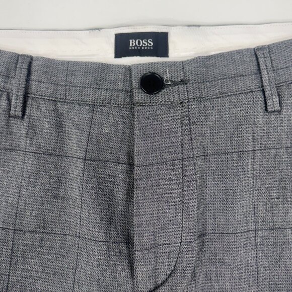 Men’s Slim-Fit Grey Check Hugo Boss Trousers - Picture 2 of 9